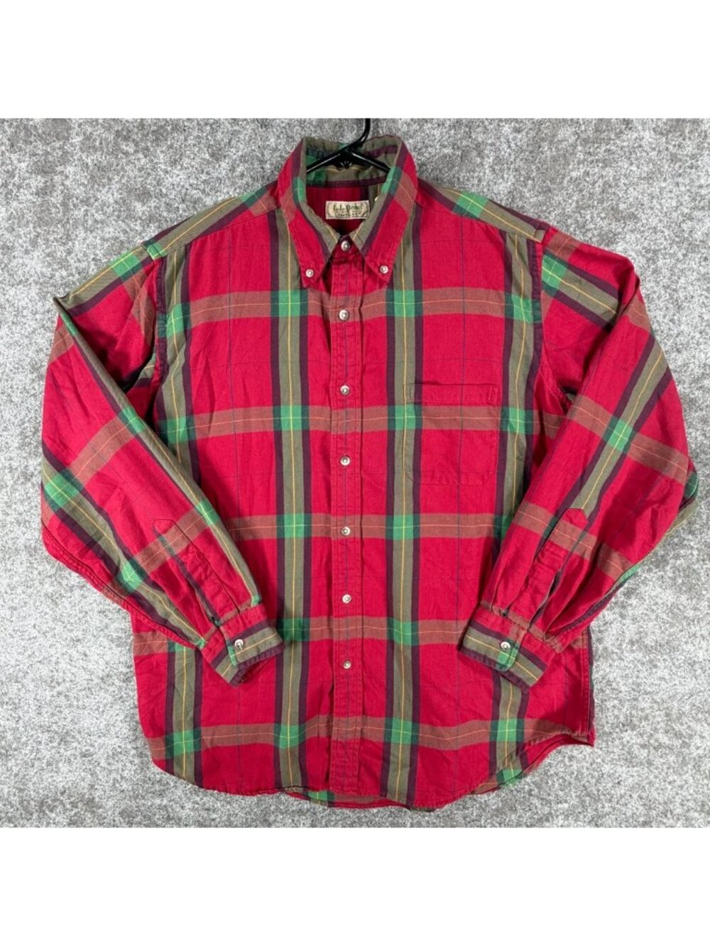 L.L. Bean Rangeley Button Down Shirt Mens L Red Plaid Flannel Modern Regular Fit
